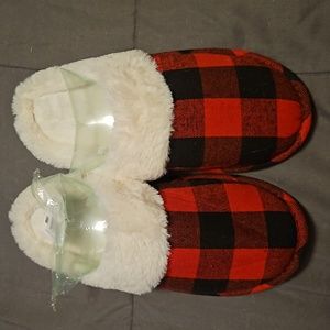 Womens Sleep Scuff Slippers Size Med & 7/8 New Black Red